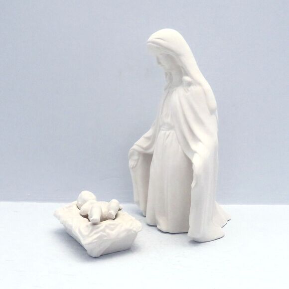 Handmade Ready to Paint Ceramic Mary and Baby Jesus Figurine, Paintable Ceramics - Picture 3 of 9